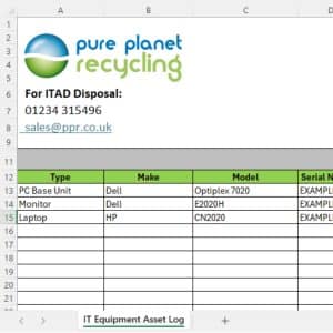 Example IT Equipment Asset Log